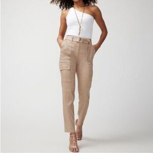 White House Black Market WHBM NEW Linen Blend Tapered Ankle Utility Pants